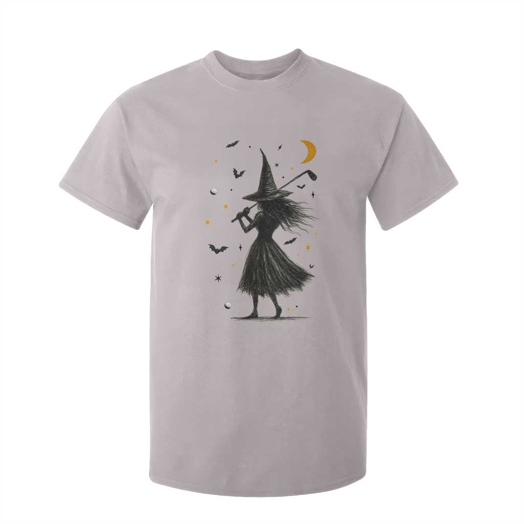 Halloween Sports Gift T Shirt For Kid Creepy Witch With Golf Club TS12 Ice Gray Print Your Wear