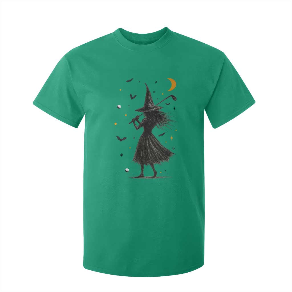 Halloween Sports Gift T Shirt For Kid Creepy Witch With Golf Club TS12 Irish Green Print Your Wear