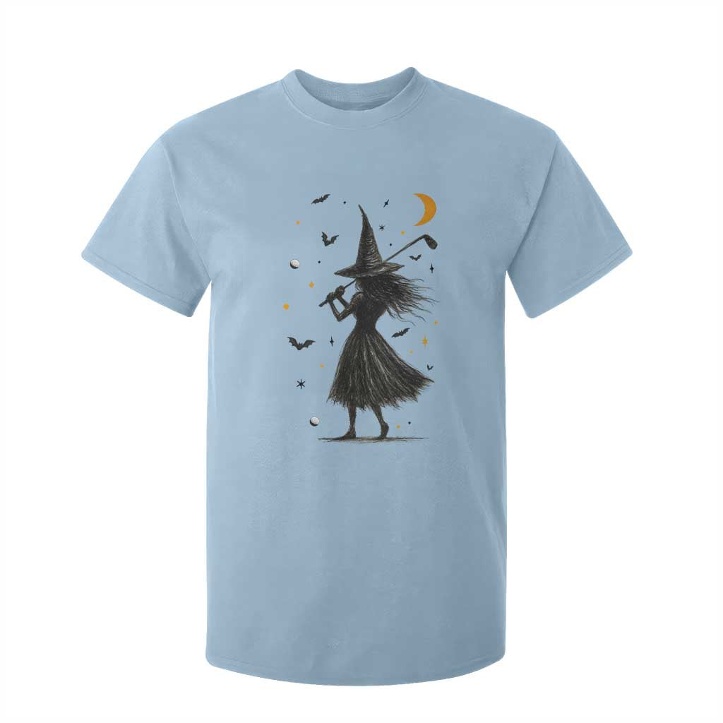 Halloween Sports Gift T Shirt For Kid Creepy Witch With Golf Club TS12 Light Blue Print Your Wear
