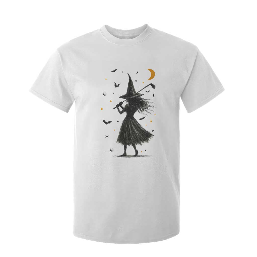 Halloween Sports Gift T Shirt For Kid Creepy Witch With Golf Club TS12 White Print Your Wear