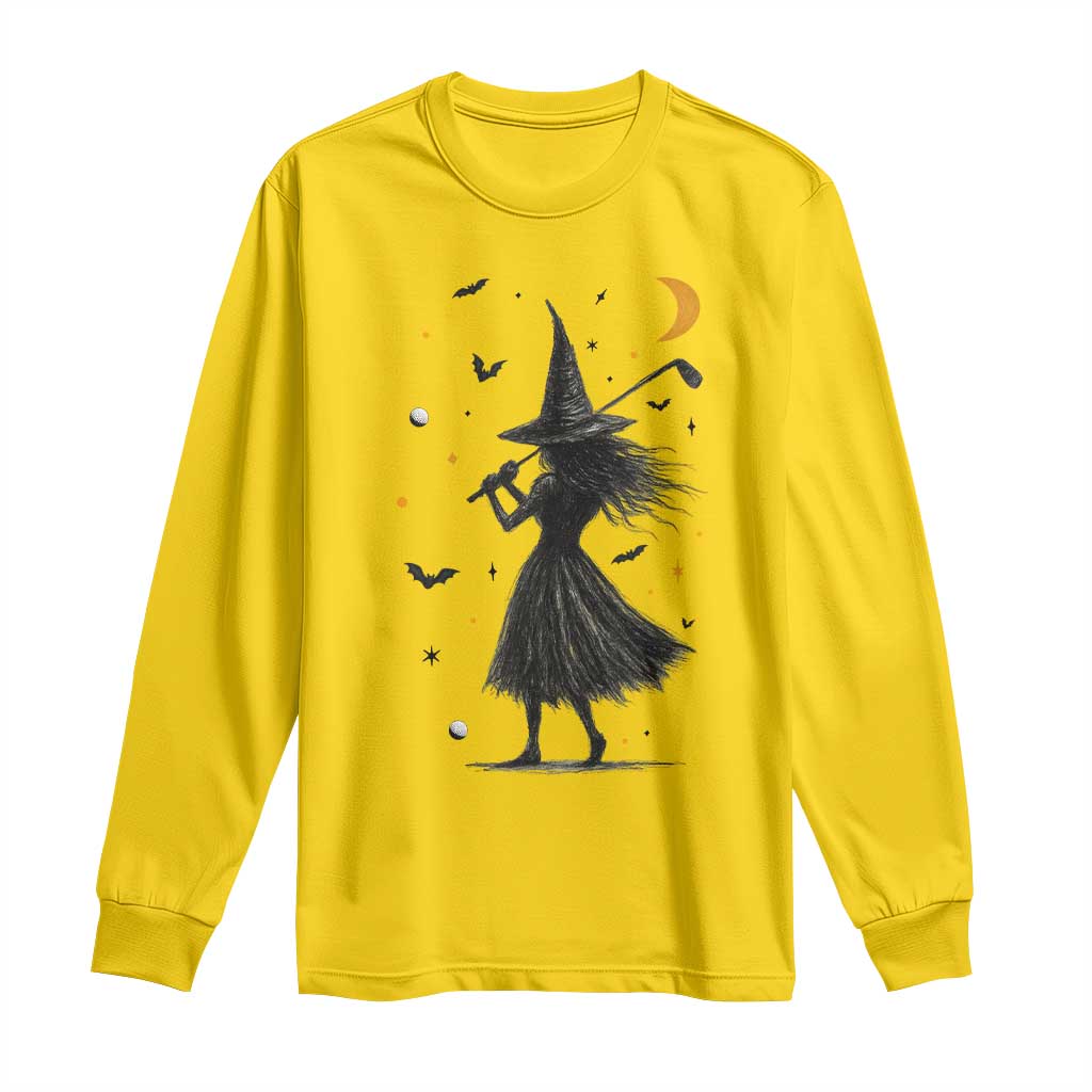 Halloween Sports Gift Long Sleeve Shirt Creepy Witch With Golf Club TS12 Daisy Print Your Wear