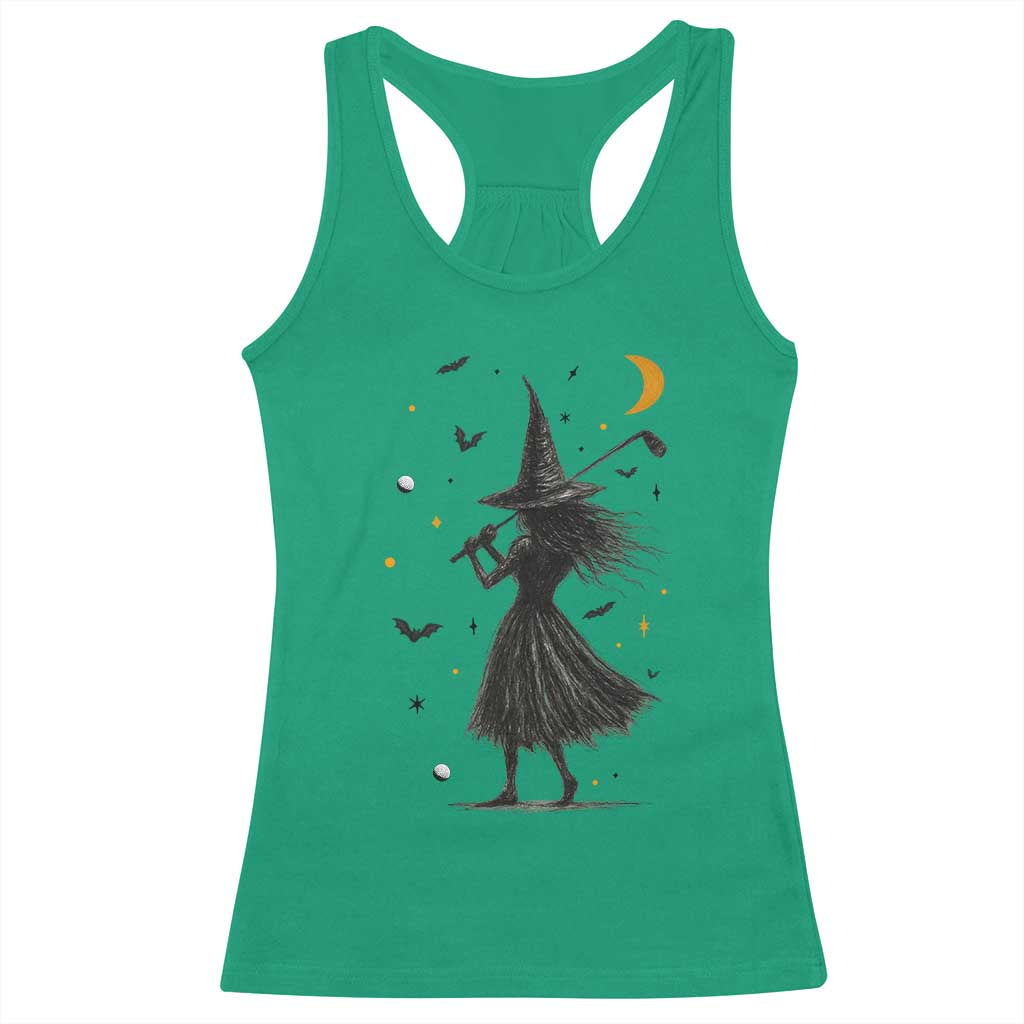 Halloween Sports Gift Racerback Tank Top Creepy Witch With Golf Club TS12 Irish Green Print Your Wear