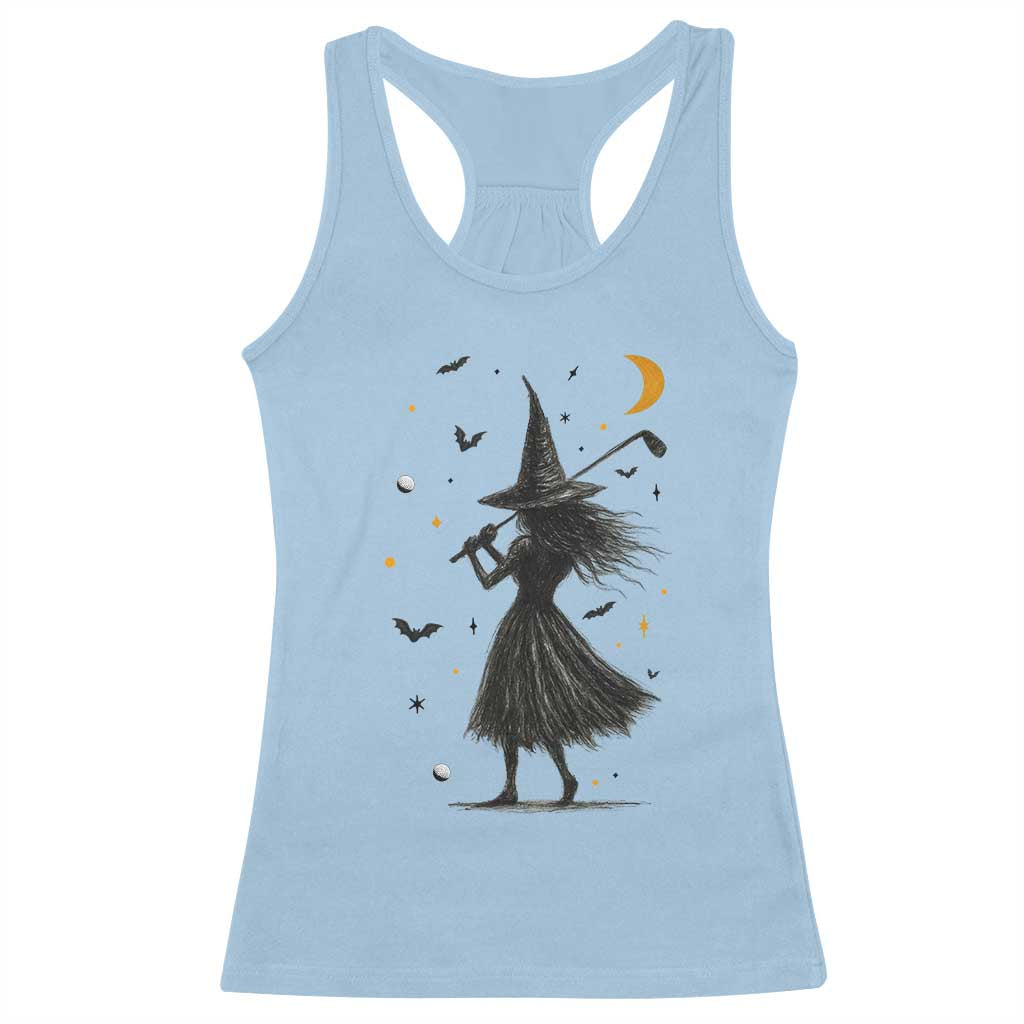 Halloween Sports Gift Racerback Tank Top Creepy Witch With Golf Club TS12 Light Blue Print Your Wear