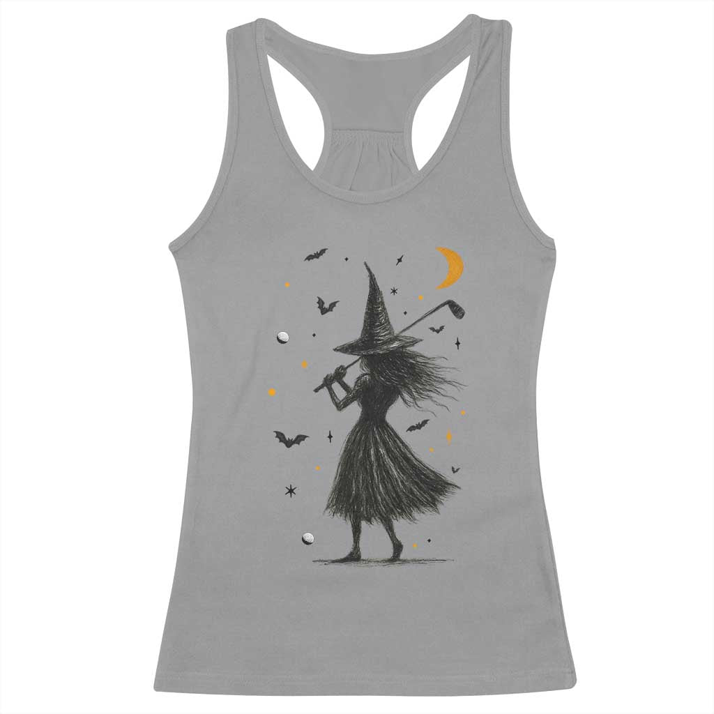 Halloween Sports Gift Racerback Tank Top Creepy Witch With Golf Club TS12 Sport Gray Print Your Wear