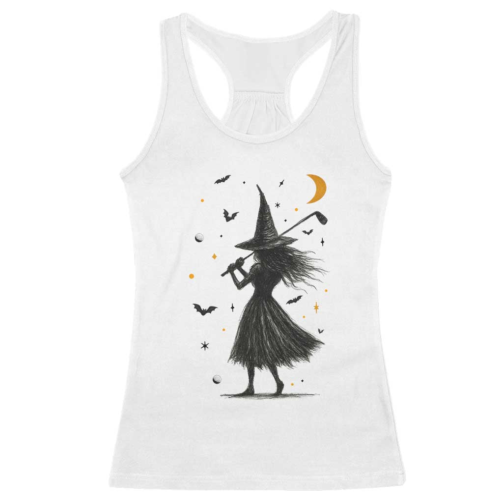 Halloween Sports Gift Racerback Tank Top Creepy Witch With Golf Club TS12 White Print Your Wear