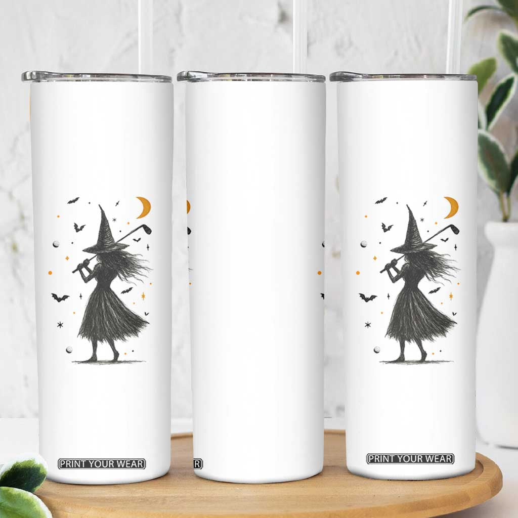 Halloween Sports Gift Skinny Tumbler Creepy Witch With Golf Club TS12 Print Your Wear