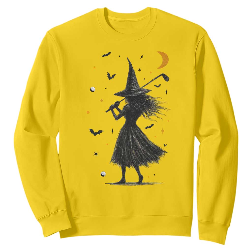 Halloween Sports Gift Sweatshirt Creepy Witch With Golf Club TS12 Daisy Print Your Wear