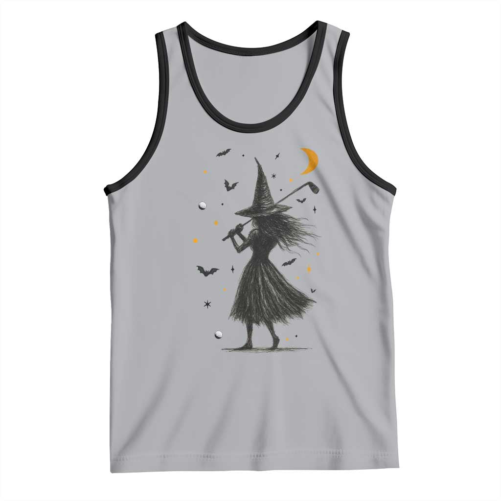 Halloween Sports Gift Tank Top Creepy Witch With Golf Club TS12 Athletic Heather Black Print Your Wear