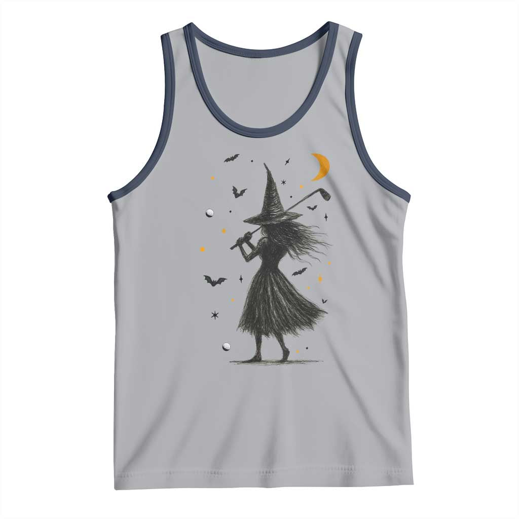 Halloween Sports Gift Tank Top Creepy Witch With Golf Club TS12 Athletic Heather Navy Print Your Wear