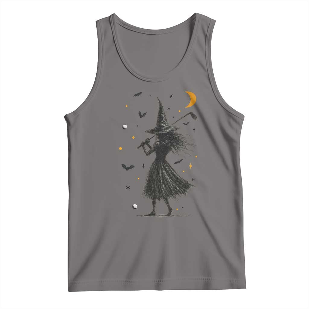 Halloween Sports Gift Tank Top Creepy Witch With Golf Club TS12 Deep Heather Print Your Wear