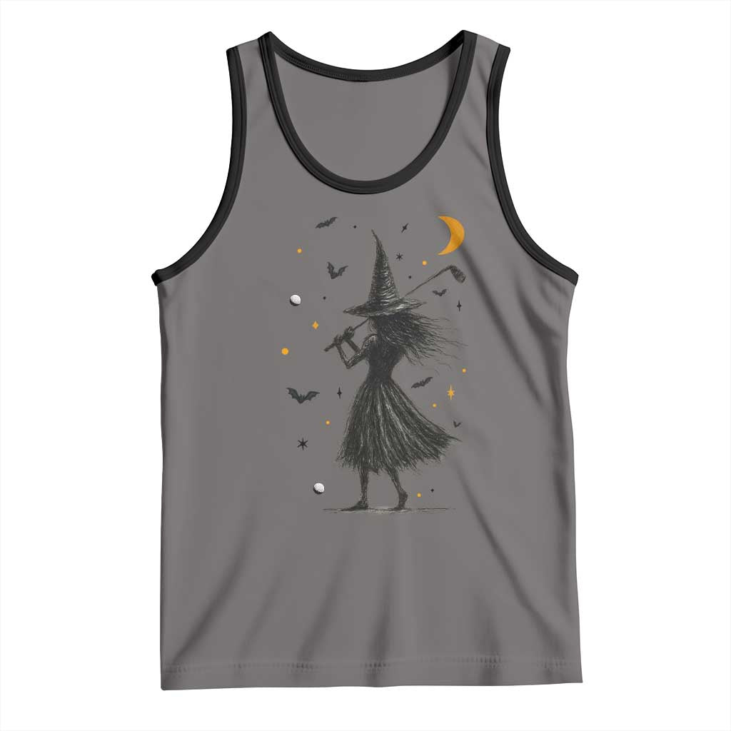 Halloween Sports Gift Tank Top Creepy Witch With Golf Club TS12 Deep Heather Black Print Your Wear
