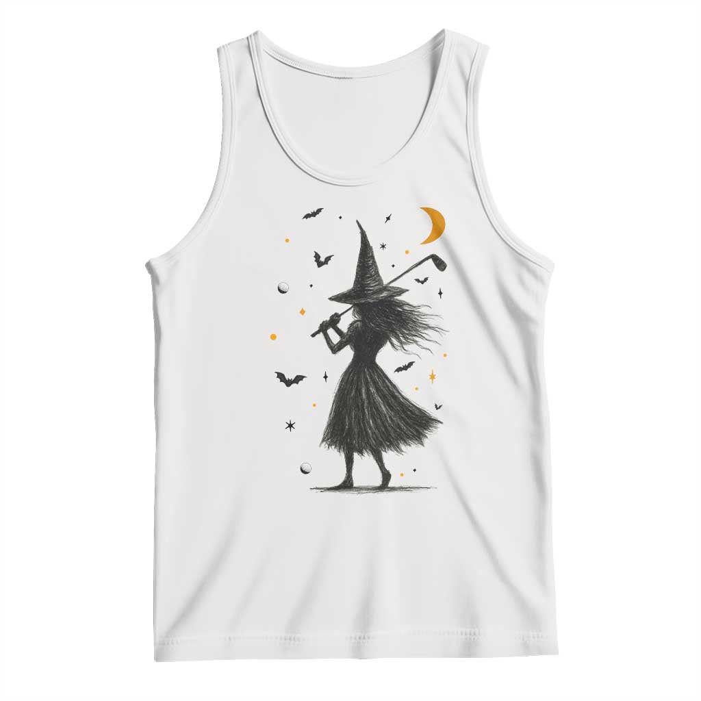 Halloween Sports Gift Tank Top Creepy Witch With Golf Club TS12 White Print Your Wear