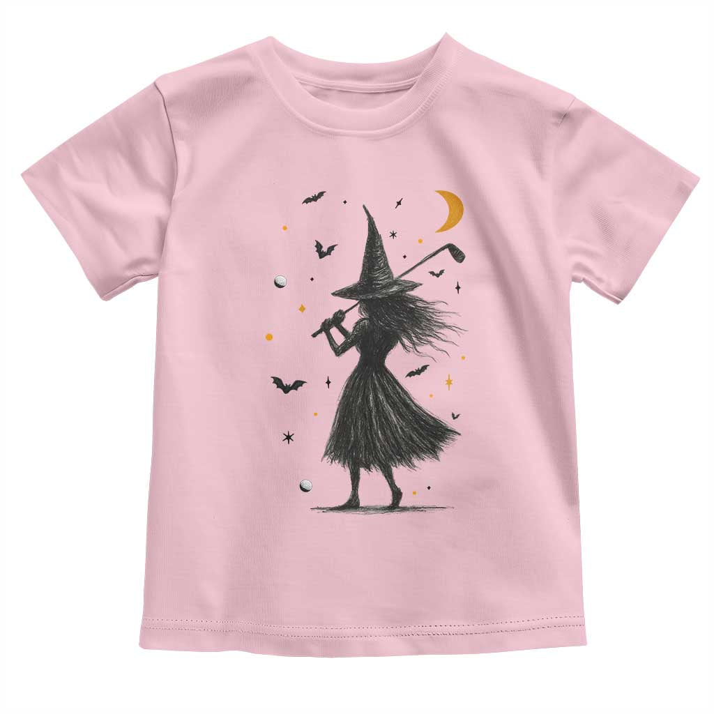 Halloween Sports Gift Toddler T Shirt Creepy Witch With Golf Club TS12 Light Pink Print Your Wear