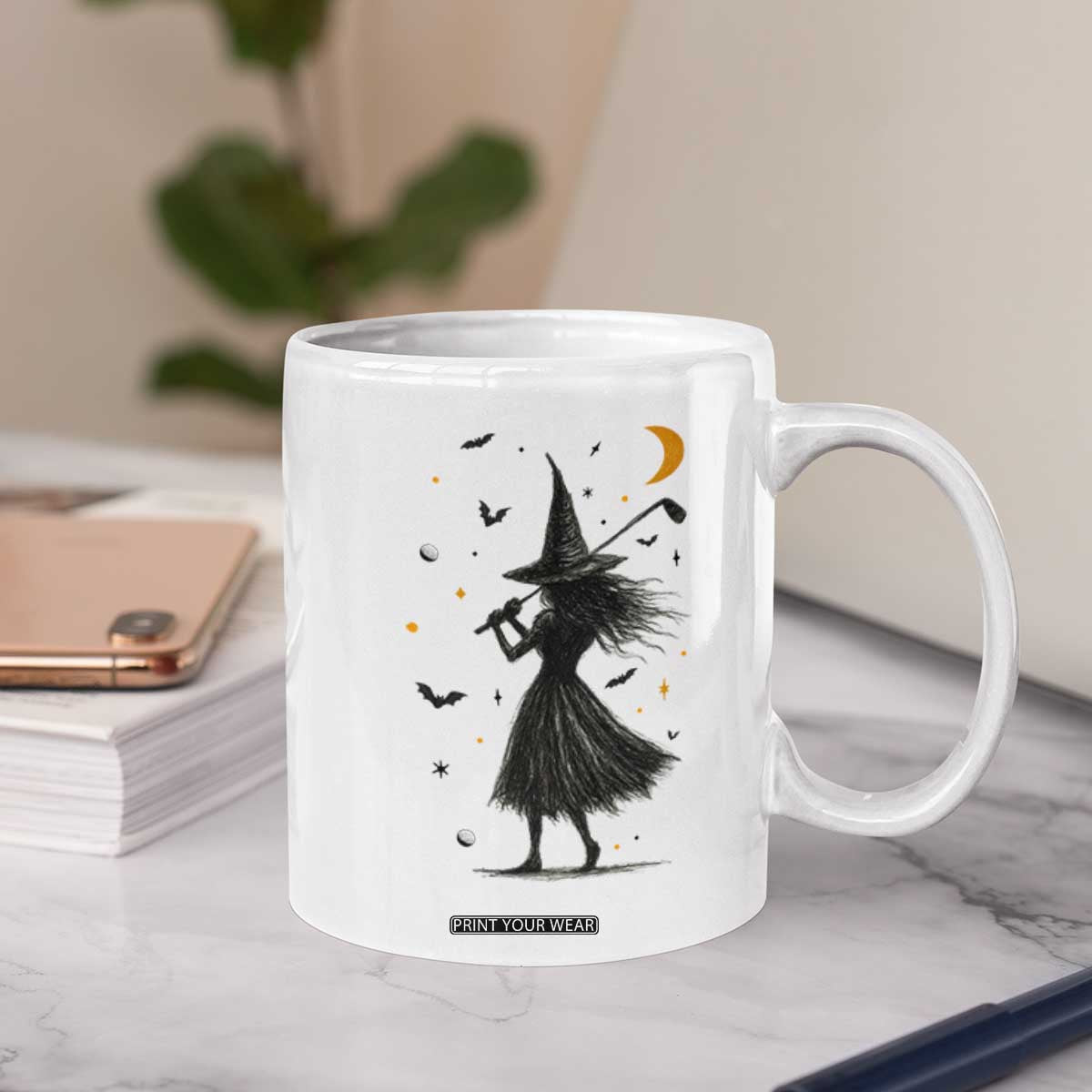 Halloween Sports Gift Coffee Mug Creepy Witch With Golf Club TS12 Print Your Wear