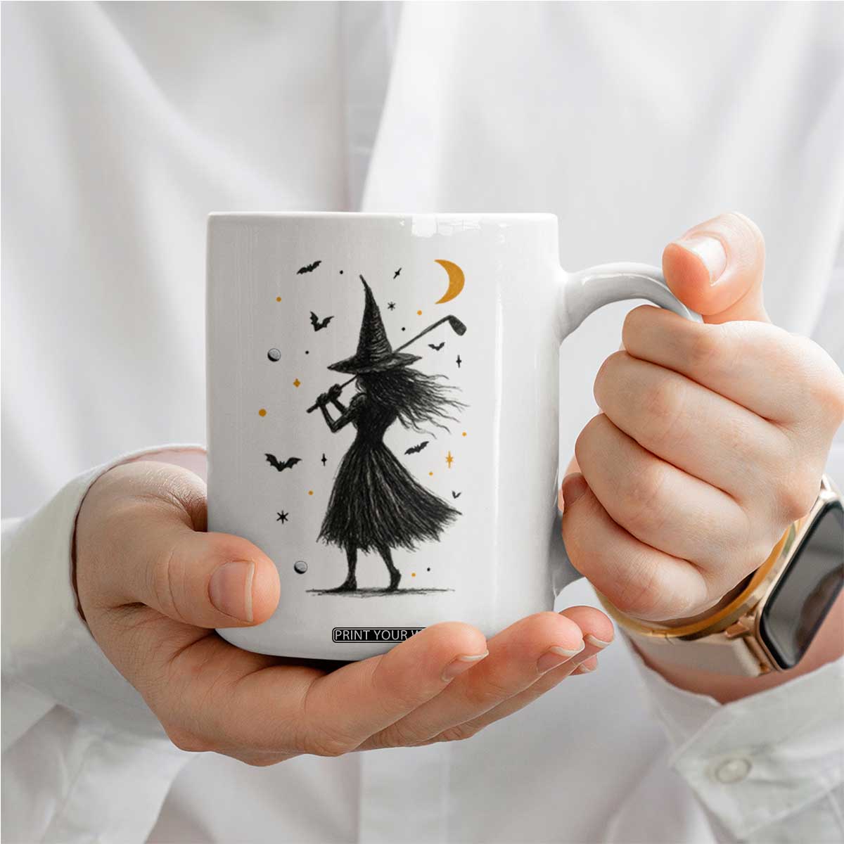Halloween Sports Gift Coffee Mug Creepy Witch With Golf Club TS12 Print Your Wear