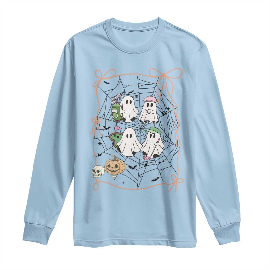 Funny Halloween Long Sleeve Shirt Ghost Golf Gift for Women TS12 Light Blue Print Your Wear