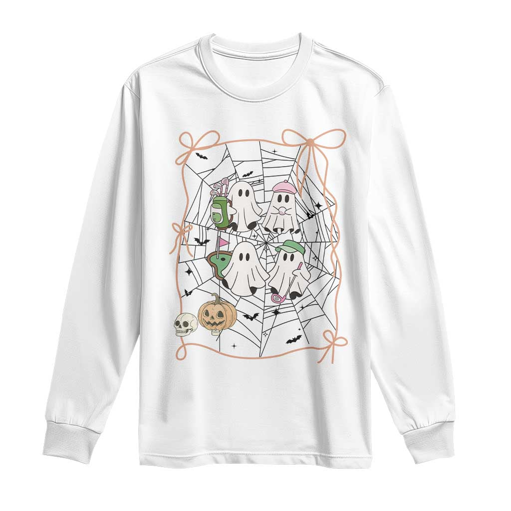 Funny Halloween Long Sleeve Shirt Ghost Golf Gift for Women TS12 White Print Your Wear