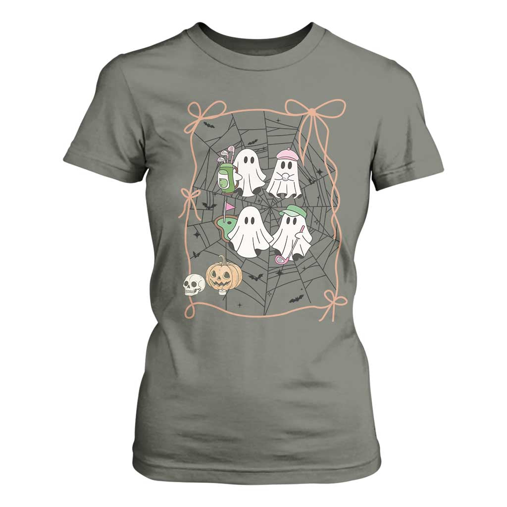 Funny Halloween T Shirt For Women Ghost Golf Gift for Women TS12 Military Green Print Your Wear