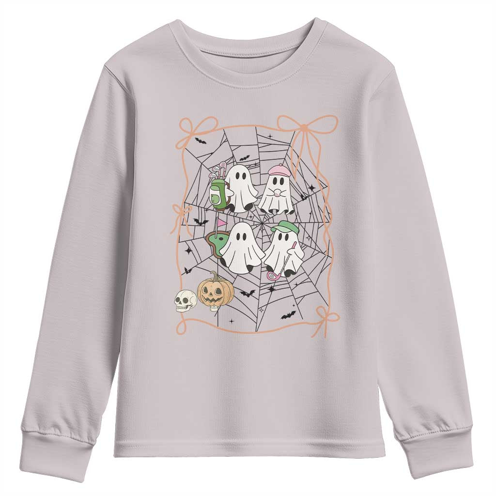 Funny Halloween Youth Sweatshirt Ghost Golf Gift for Women TS12 Ice Gray Print Your Wear