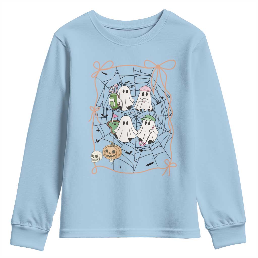 Funny Halloween Youth Sweatshirt Ghost Golf Gift for Women TS12 Light Blue Print Your Wear