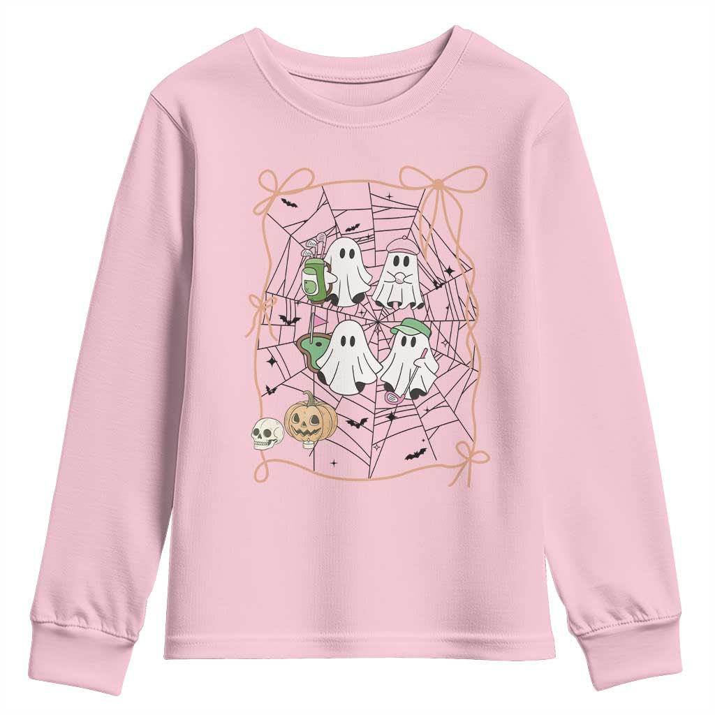 Funny Halloween Youth Sweatshirt Ghost Golf Gift for Women TS12 Light Pink Print Your Wear