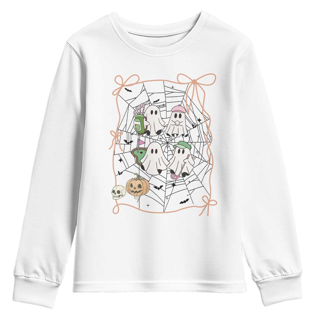 Funny Halloween Youth Sweatshirt Ghost Golf Gift for Women TS12 White Print Your Wear