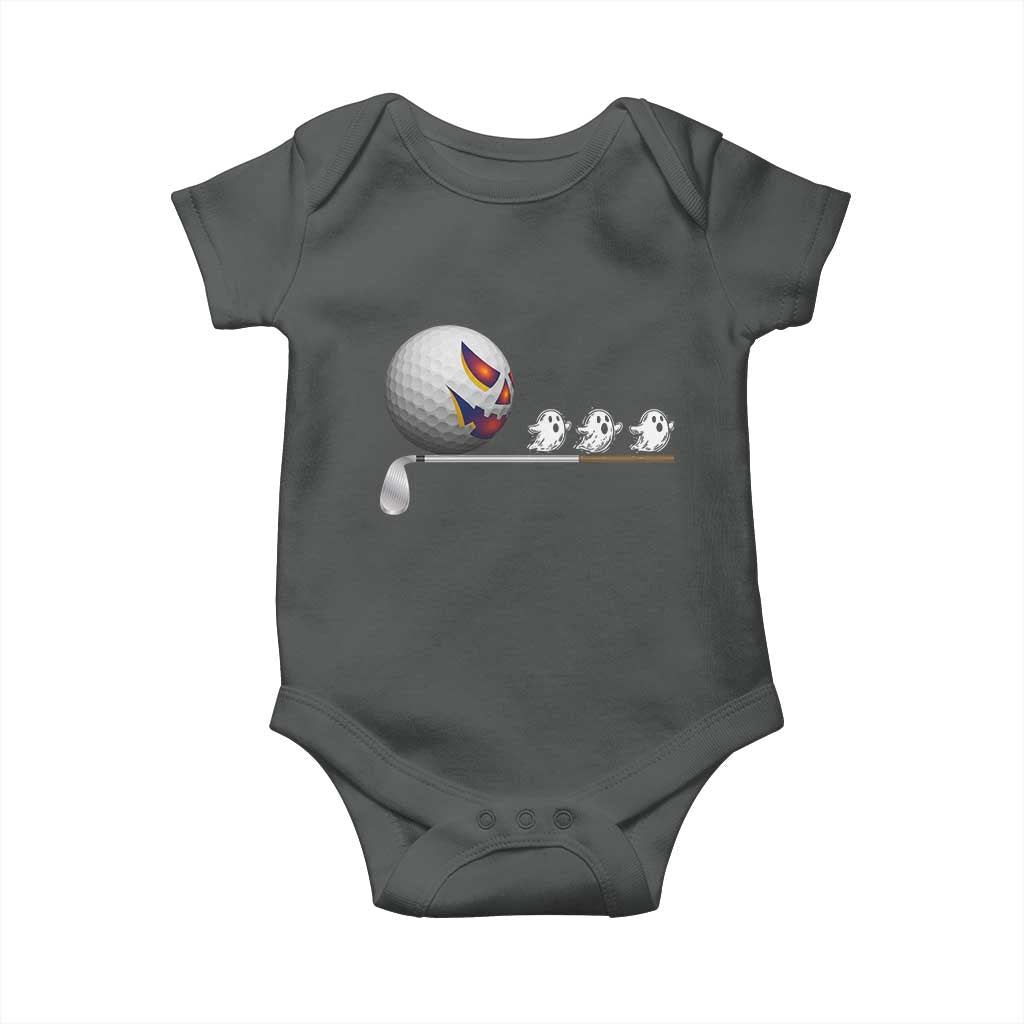 Funny Halloween Golf Pumpkin Chasing Ghost Gift Baby Onesie TS12 Dark Heather Print Your Wear