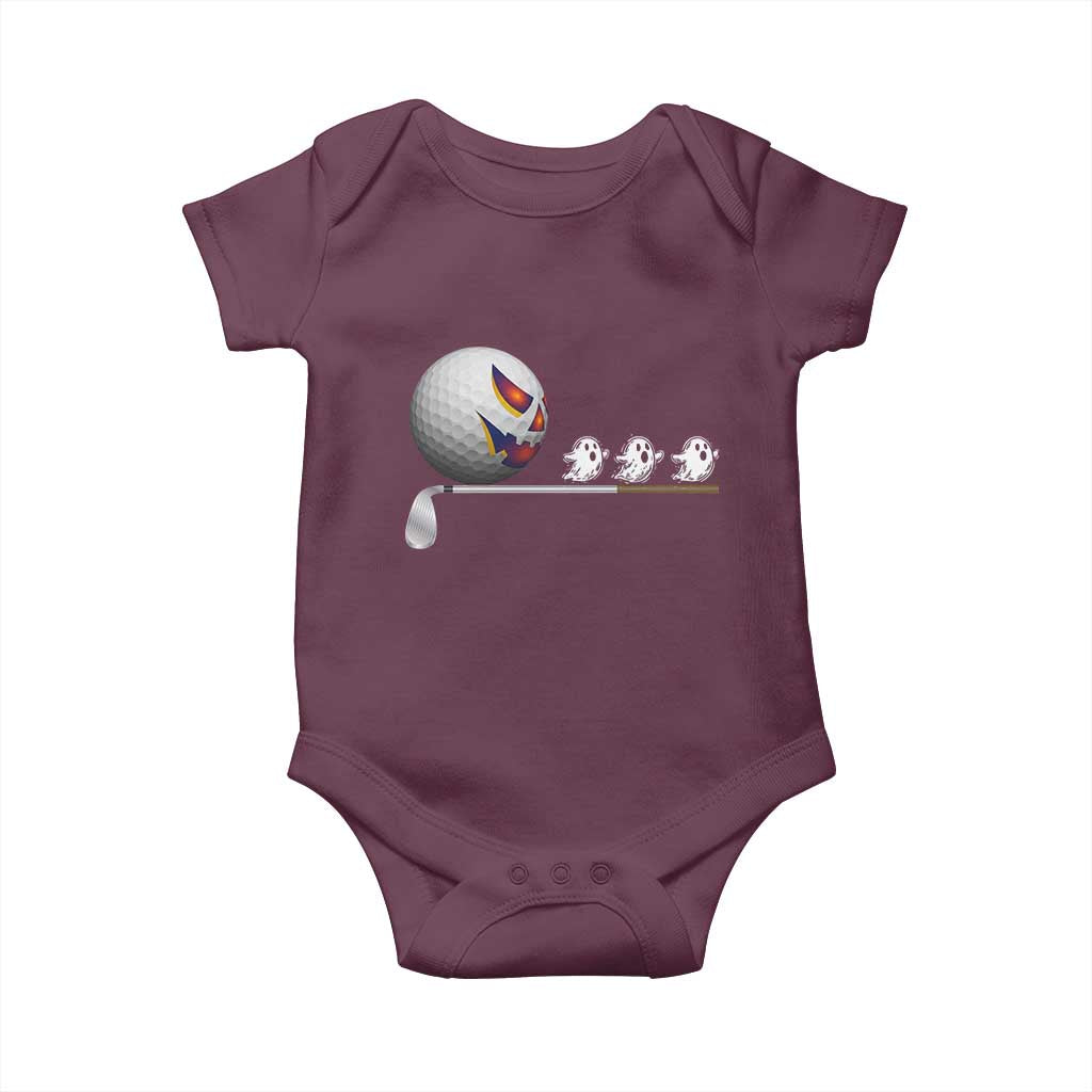 Funny Halloween Golf Pumpkin Chasing Ghost Gift Baby Onesie TS12 Maroon Print Your Wear