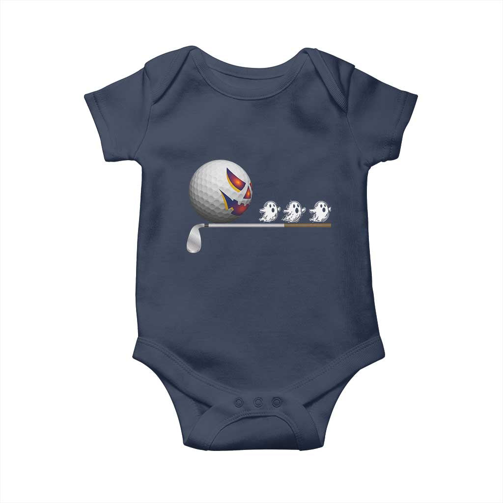 Funny Halloween Golf Pumpkin Chasing Ghost Gift Baby Onesie TS12 Navy Print Your Wear
