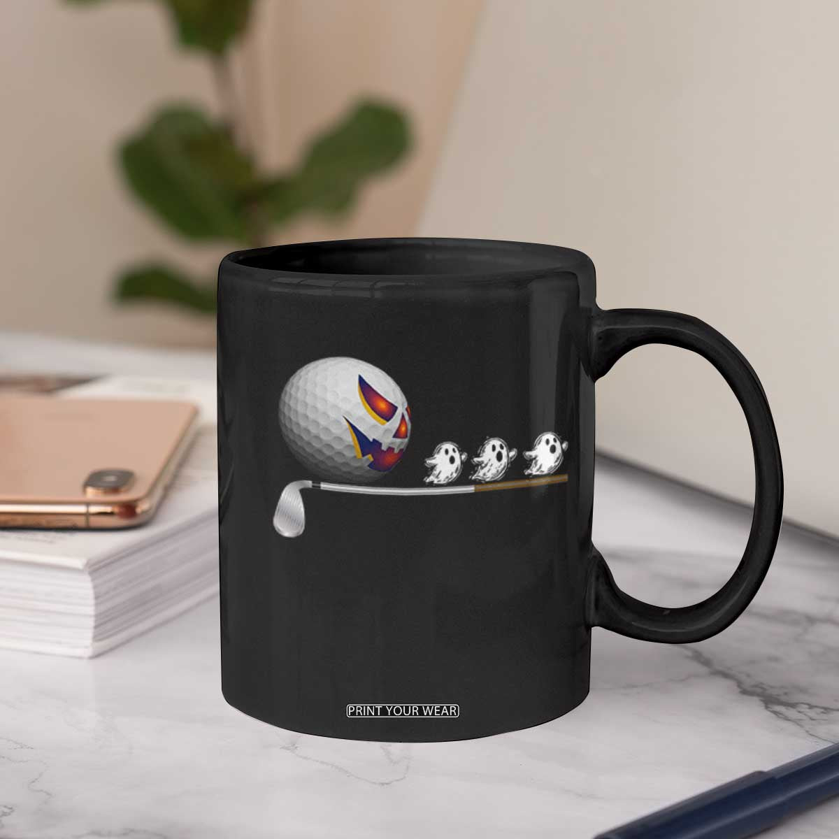 Funny Halloween Golf Pumpkin Chasing Ghost Gift Coffee Mug TS12 Print Your Wear