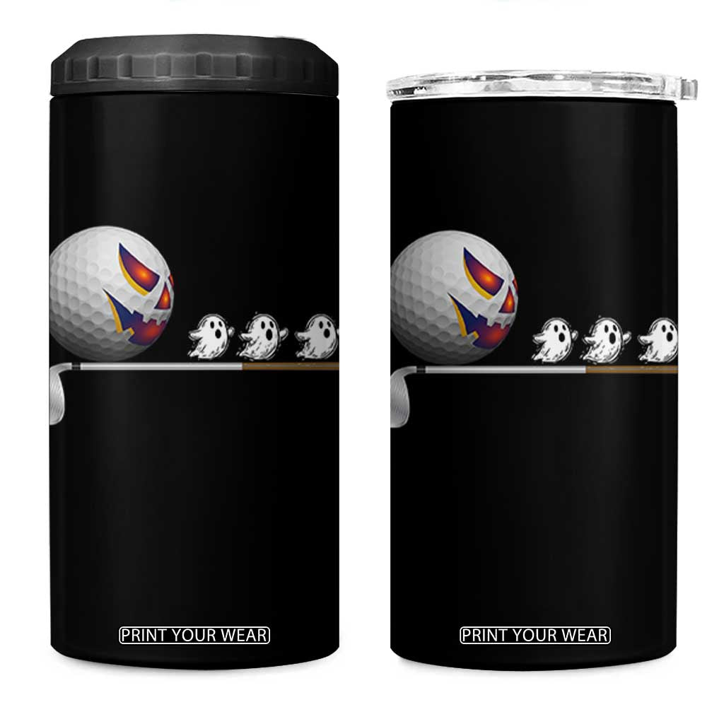 Funny Halloween Golf Pumpkin Chasing Ghost Gift 4 in 1 Can Cooler Tumbler TS12 One Size: 16 oz Black Print Your Wear