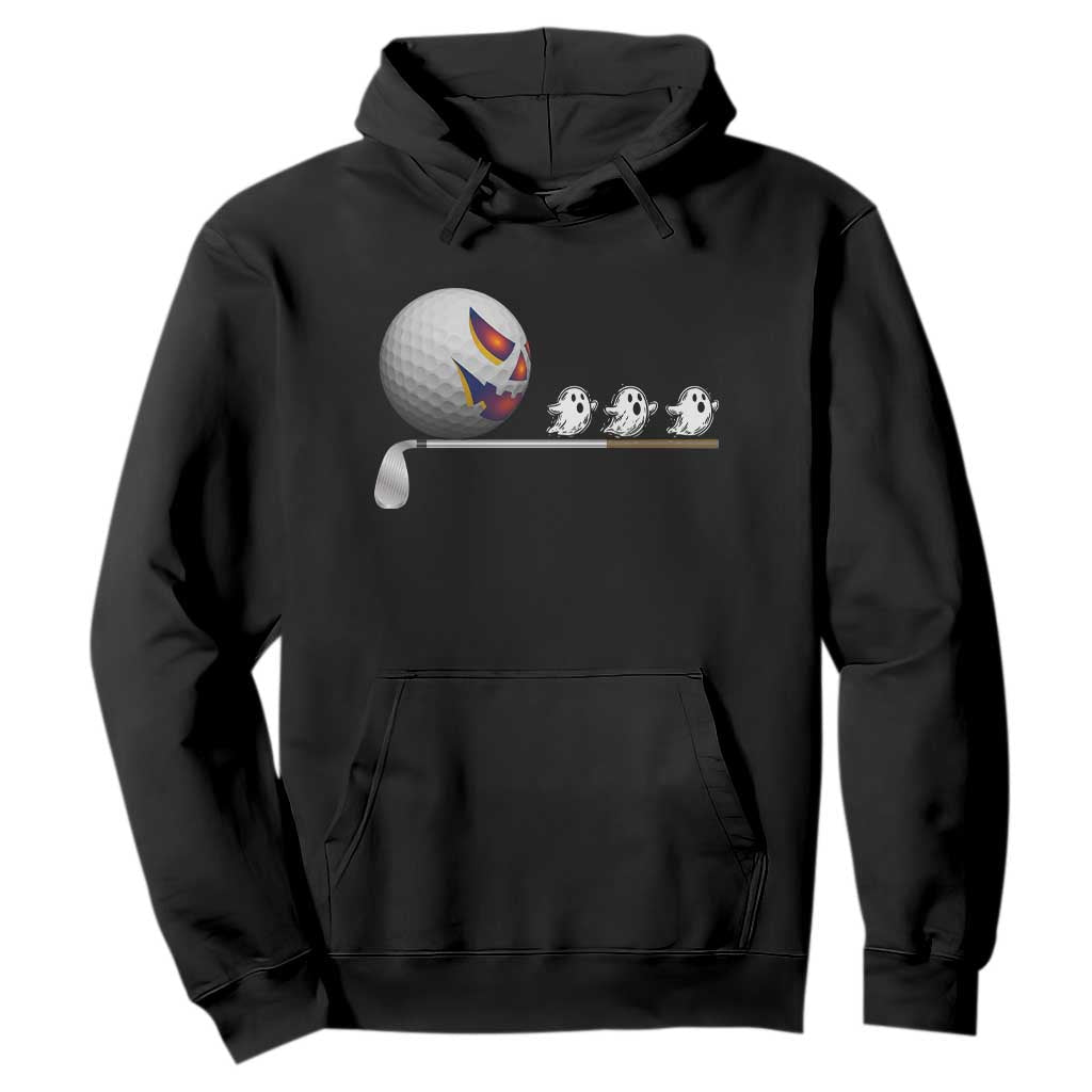 Funny Halloween Golf Pumpkin Chasing Ghost Gift Hoodie TS12 Black Print Your Wear
