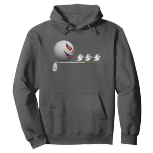 Funny Halloween Golf Pumpkin Chasing Ghost Gift Hoodie TS12 Dark Heather Print Your Wear