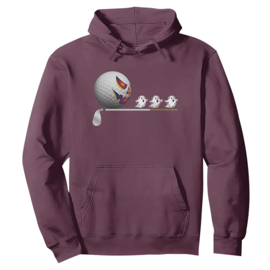 Funny Halloween Golf Pumpkin Chasing Ghost Gift Hoodie TS12 Maroon Print Your Wear