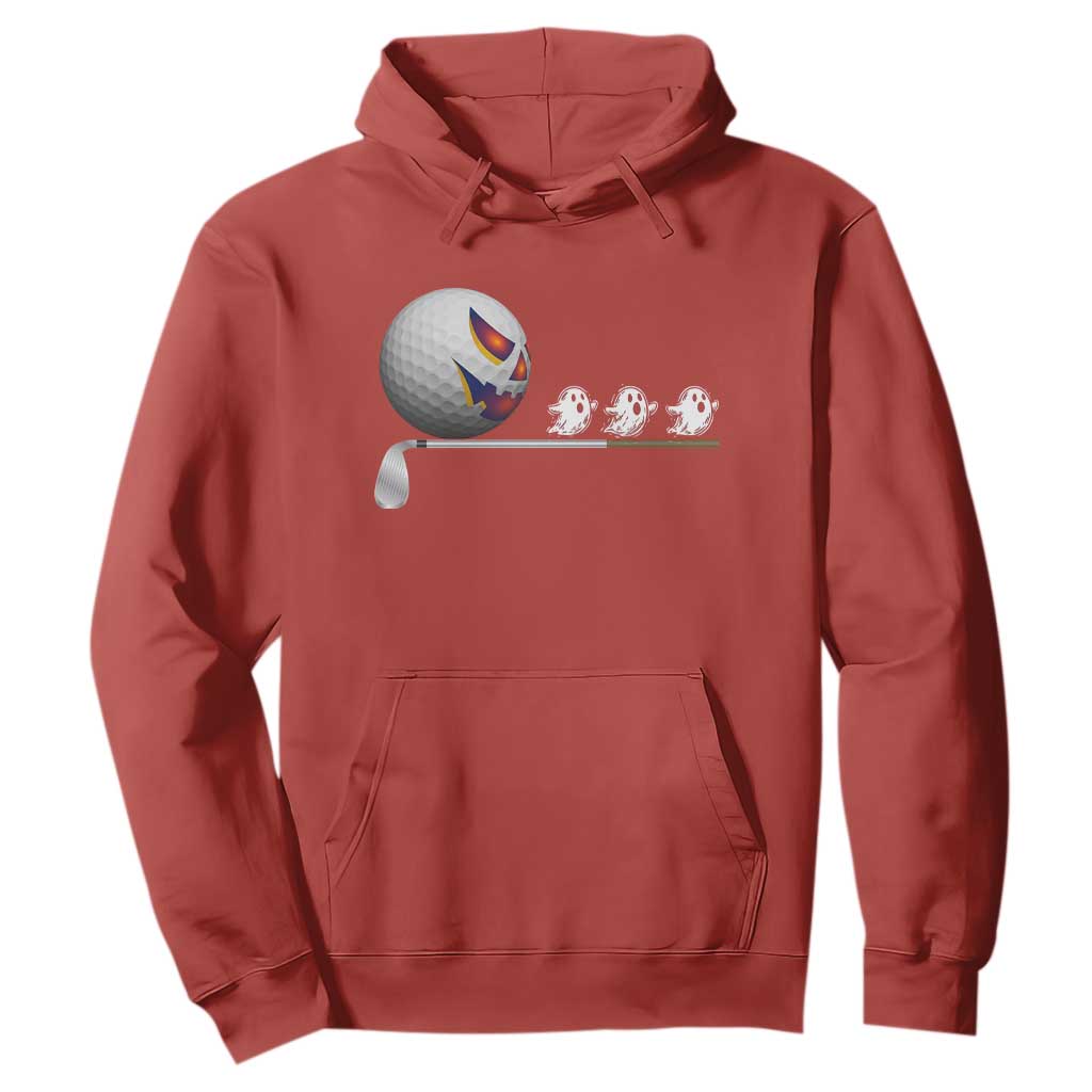 Funny Halloween Golf Pumpkin Chasing Ghost Gift Hoodie TS12 Red Print Your Wear