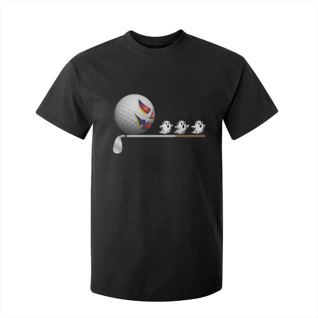 Funny Halloween Golf Pumpkin Chasing Ghost Gift T Shirt For Kid TS12 Black Print Your Wear