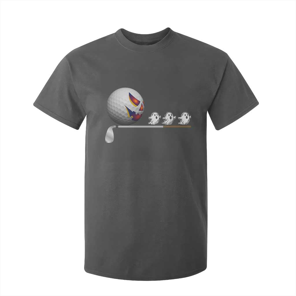 Funny Halloween Golf Pumpkin Chasing Ghost Gift T Shirt For Kid TS12 Dark Heather Print Your Wear