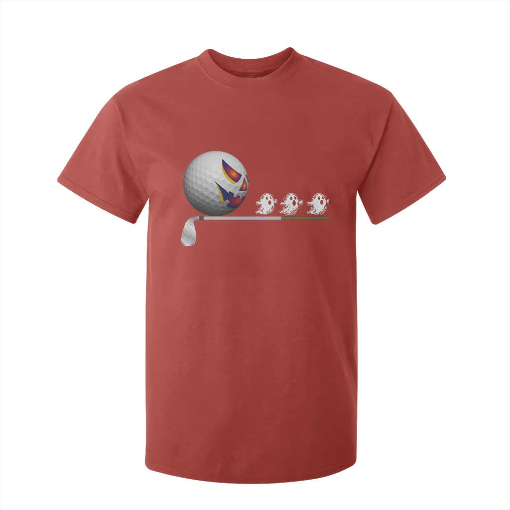 Funny Halloween Golf Pumpkin Chasing Ghost Gift T Shirt For Kid TS12 Red Print Your Wear