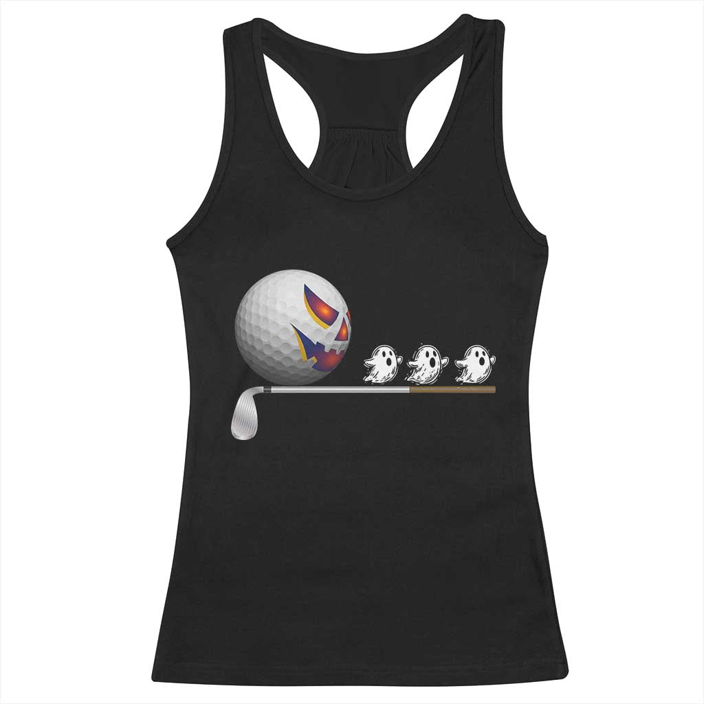 Funny Halloween Golf Pumpkin Chasing Ghost Gift Racerback Tank Top TS12 Black Print Your Wear