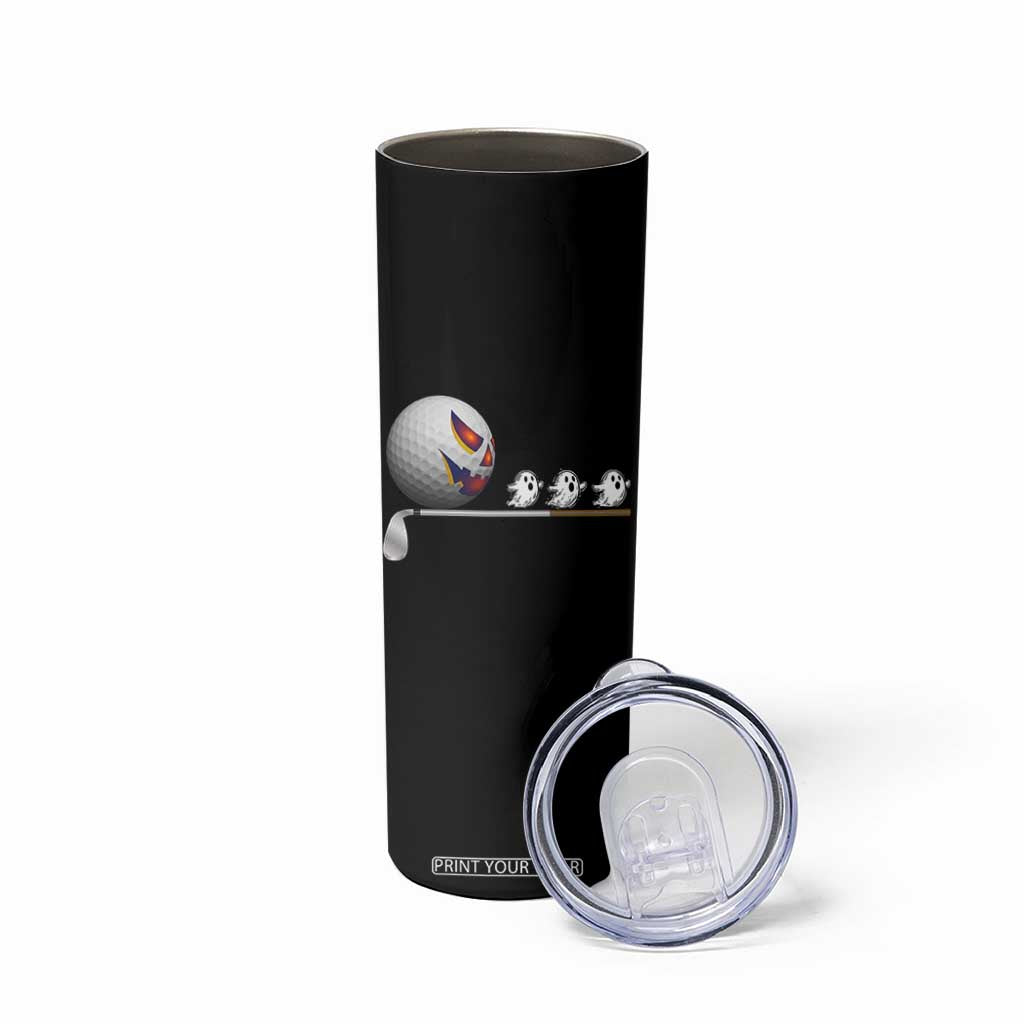 Funny Halloween Golf Pumpkin Chasing Ghost Gift Skinny Tumbler TS12 Print Your Wear