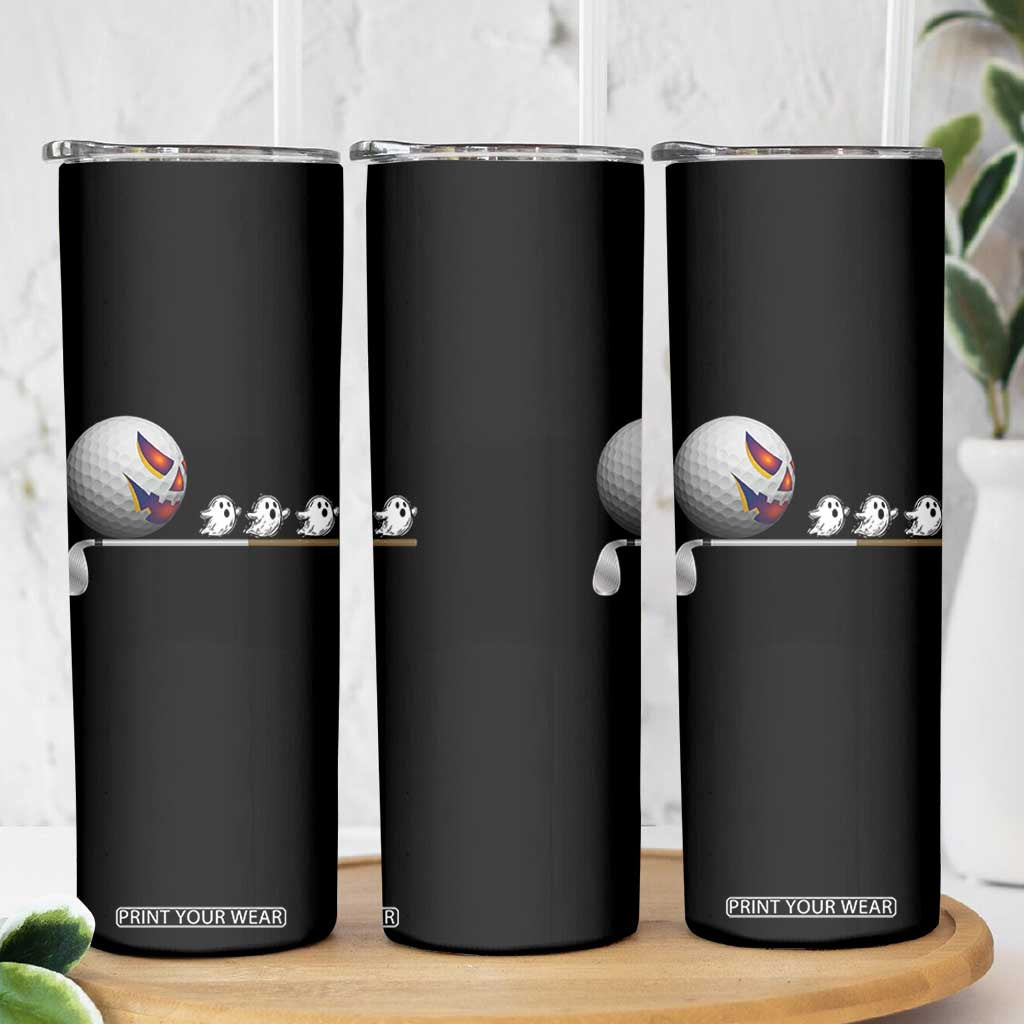 Funny Halloween Golf Pumpkin Chasing Ghost Gift Skinny Tumbler TS12 Print Your Wear