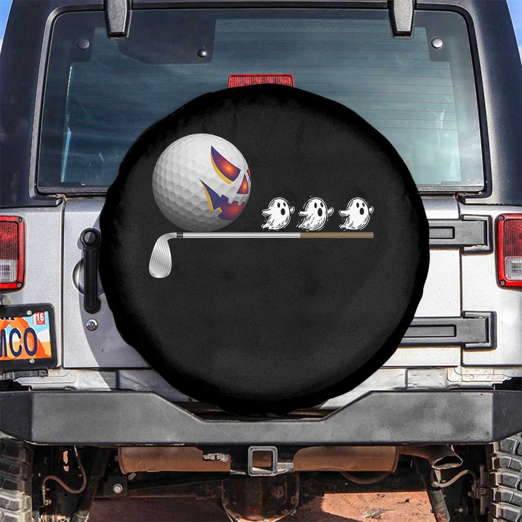 Funny Halloween Golf Pumpkin Chasing Ghost Gift Spare Tire Cover TS12 No hole Black Print Your Wear