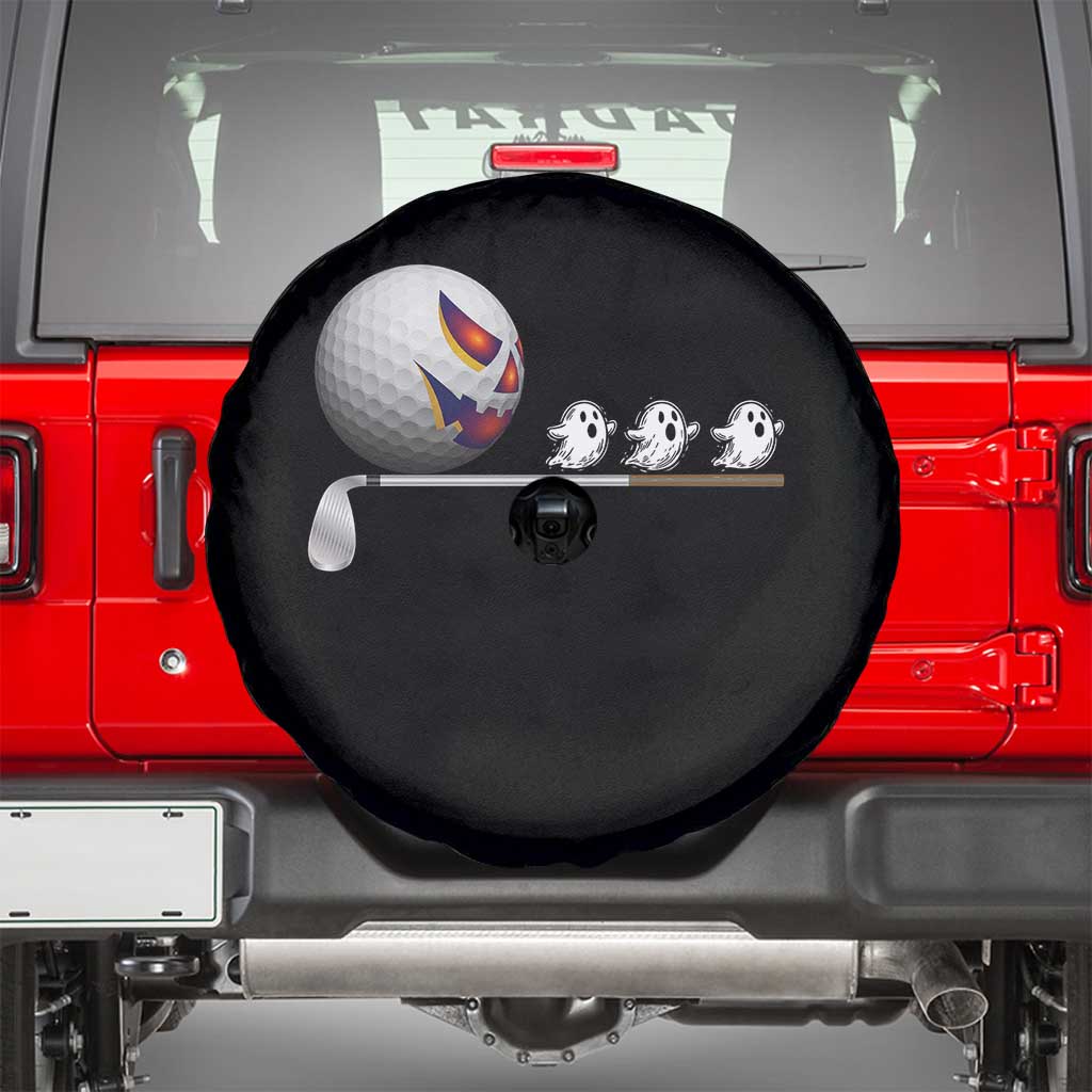 Funny Halloween Golf Pumpkin Chasing Ghost Gift Spare Tire Cover TS12 Black Print Your Wear