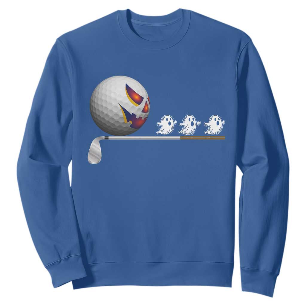 Funny Halloween Golf Pumpkin Chasing Ghost Gift Sweatshirt TS12 Royal Blue Print Your Wear