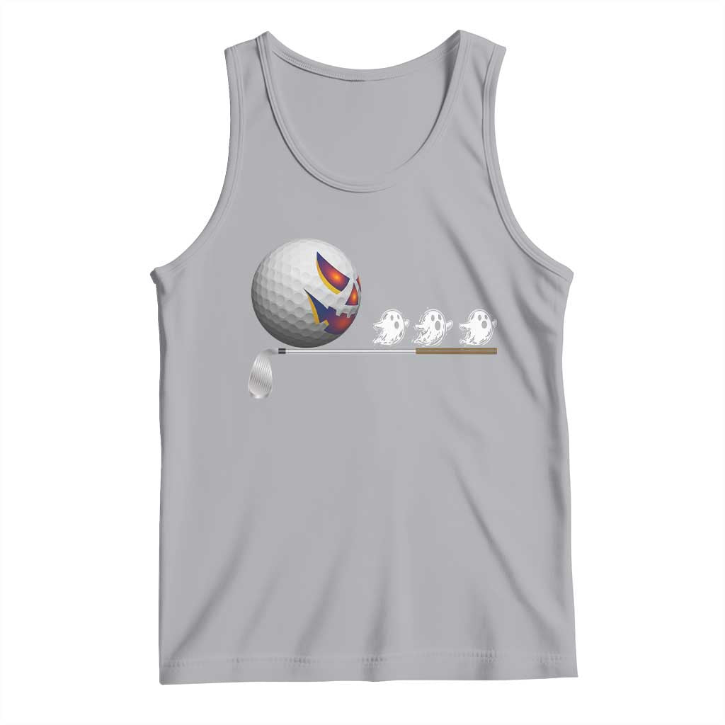 Funny Halloween Golf Pumpkin Chasing Ghost Gift Tank Top TS12 Athletic Heather Print Your Wear