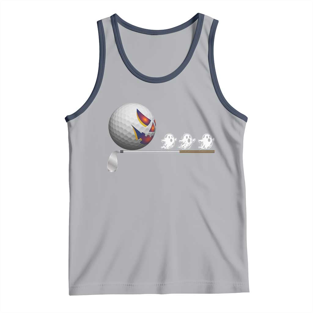Funny Halloween Golf Pumpkin Chasing Ghost Gift Tank Top TS12 Athletic Heather Navy Print Your Wear