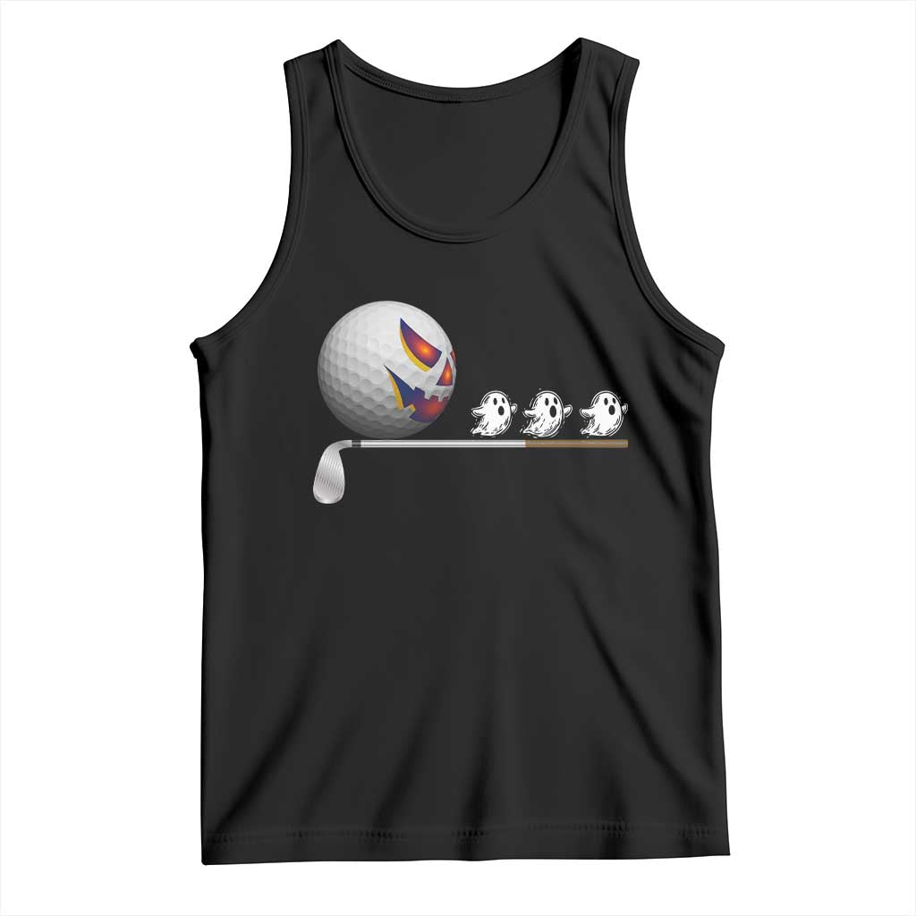 Funny Halloween Golf Pumpkin Chasing Ghost Gift Tank Top TS12 Black Print Your Wear