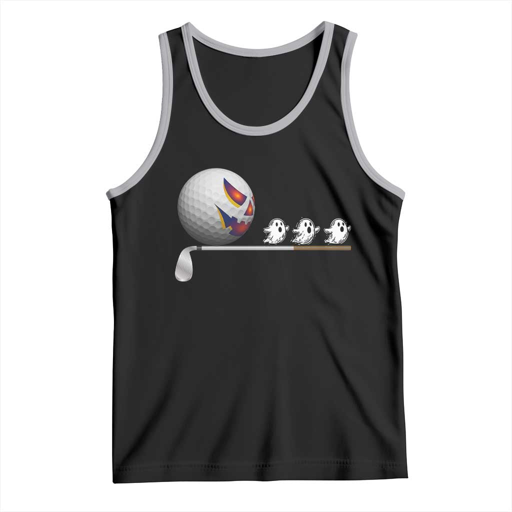 Funny Halloween Golf Pumpkin Chasing Ghost Gift Tank Top TS12 Black Athletic Heather Print Your Wear