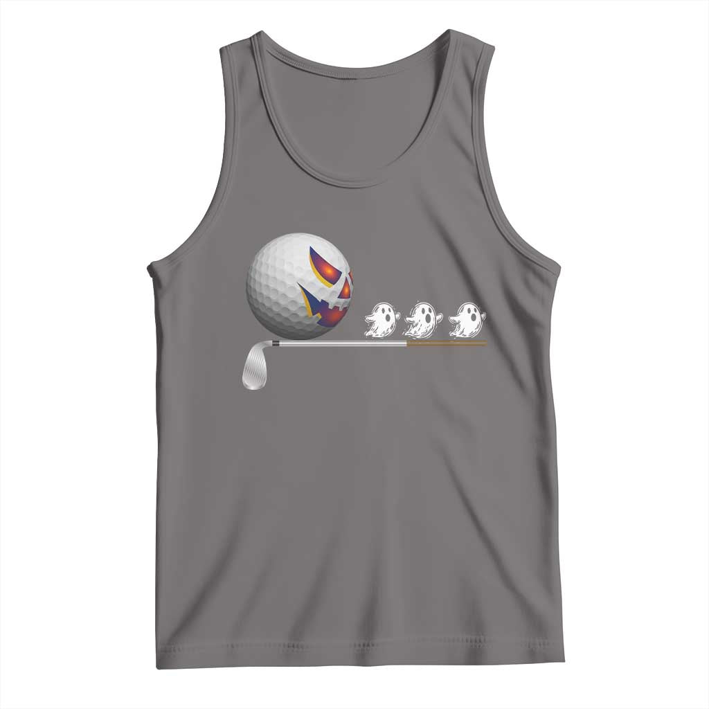 Funny Halloween Golf Pumpkin Chasing Ghost Gift Tank Top TS12 Deep Heather Print Your Wear