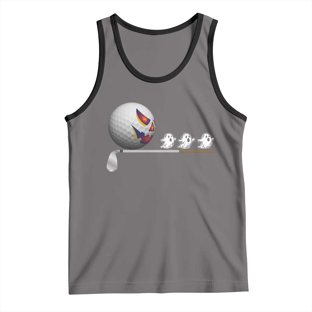 Funny Halloween Golf Pumpkin Chasing Ghost Gift Tank Top TS12 Deep Heather Black Print Your Wear